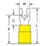 Nylon, Partially Insulated, #6 Stud, Crimp Standard Fork Terminal, Yellow (Pack of 50)