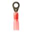 Partially Insulated, 22 to 18 AWG, Crimp Connection Circular Ring Terminal #8 Stud, Red (1" Long x 0.31" Wide), 7000133395