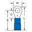 Partially Insulated, 16 to 14 AWG, Crimp Connection Circular Ring Terminal #8 Stud, Blue, 7010349241