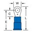 Partially Insulated, 16 to 14 AWG, Crimp Connection Circular Ring Terminal #6 Stud, Blue, 7010397278