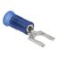 Nylon, Partially Insulated, #10 Stud, Crimp Locking Fork Terminal, Blue, 7010397423