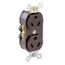 Duplex Receptacle Outlet,  Smooth Face, 15A, 277V Back or Side Wire, NEMA 7-15R, 2-Pole, 3-Wire, Self-Grounding (Brown)