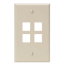 Single-Gang QuickPort Wallplate, 4-Port (Ivory)
