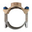 3855 8" x 3/4" Wide Stainless Steel Double Band Service Saddle w/ Brass Top, AWWA Tap, 9.05" OD