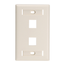 Single-Gang Quickport, Wallplate For LaRGe Connectors w/ ID Windows, 2-port (Light Almond)
