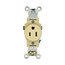 Single Receptacle Outlet,  Smooth Face, 15A, 125V Side Wire,NEMA 5-15R, 2-Pole, 3-Wire, Self-Grounding (Ivory)