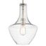 Everly 15.25" 1 Light Bell Pendant Clear Seeded Glass (Brushed Nickel)