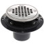 2" or 3" PVC Shower Drain with Round Screw-In Stainless Steel Strainer, Tile Ring & Test Plug