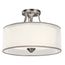 Lacey 15" 3 Light Semi Flush w/ Satin Etched Cased Opal Inner Diffusers and White Translucent Organza Outer Shade (Antique Pewter)