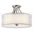 Lacey 20" 4 Light Semi Flush w/ Satin Etched Cased Opal Inner Diffusers and White Translucent Organza Outer Shade (Antique Pewter)