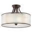 Lacey 20" 4 Light Semi Flush w/ Satin Etched Cased Opal Inner Diffusers and Light Umber Translucent Organza Outer Shade (Mission Bronze)