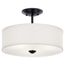 Shailene 14" 3 Light Round Semi Flush w/ Satin Etched White Diffuser and White Microfiber Shade (Brushed Nickel)