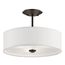 Shailene 14" 3 Light Round Semi Flush w/ Satin Etched White Diffuser and White Microfiber Shade (Olde Bronze)