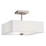Shailene 14" 3 Light Square Semi Flush w/ Satin Etched White Diffuser and White Microfiber Shade (Brushed Nickel)