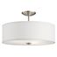 Shailene 18" 3 Light Round Semi Flush w/ Satin Etched White Diffuser and White Microfiber Shade (Brushed Nickel)