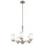 Joelson 19.75" 5 Light Chandelier w/ Satin Etched Cased Opal and Clear Glass Accent Glass (Brushed Nickel)