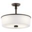 Joelson 17.75" 3 Light Convertible Pendant or Semi Flush w/ Satin Etched Cased Opal and Clear Glass Accent Glass (Olde Bronze)