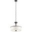 Joelson 17.75" 3 Light Convertible Pendant or Semi Flush w/ Satin Etched Cased Opal and Clear Glass Accent Glass (Olde Bronze)