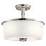Joelson 14.25" 3 Light Semi Flush w/ Satin Etched Cased Opal and Clear Glass Accent Glass (Brushed Nickel)