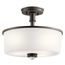 Joelson 14.25" 3 Light Semi Flush w/ Satin Etched Cased Opal and Clear Glass Accent Glass (Olde Bronze)