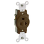 Single Receptacle Outlet,  Indented Face, 20A, 125V Back or Side Wire, NEMA 5-20R, 2-Pole, 3-Wire, Self-Grounding (Brown)