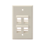 Angled Single-Gang Quickport, Wallplate, 4-port (Light Almond)