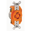 20A, 480V 3-Phase, NEMA L16-20R, 3P, 4W, Flush Mtg Locking Receptacle, Isolated Ground, V-0-MAX (Orange)