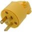 Arrow Hart Commercial Angled Body Straight Blade Plug w/ Back Wire, 15A, 2P, 3W, NEMA 5-15P - Yellow (125V)