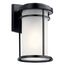 Toman 10.25" 1 Light Outdoor Wall Light w/ Satin Etched Glass (Black)