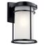 Toman 13.5" 1 Light Outdoor Wall Light w/ Satin Etched Glass (Black)