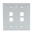 Dual-Gang Quickport, Wallplate w/ ID Windows, 4-port (Gray)
