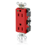 Decora Plus Duplex Receptacle, Extra Heavy-Duty Hospital, Tamper Proof, 15A 125V 2P 3W (Red)