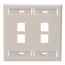 Dual-Gang Quickport, Wallplate w/ ID Windows, 4-port (Light Almond)