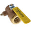 1" FNPT Bronze 2-Piece Full Port Gas Shutoff Ball Valve w/ Tee Handle & 1/8" Dual Tap