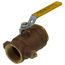 1-1/4" FNPT Bronze 2-Piece Full Port Gas Shutoff Ball Valve w/ Tee Handle & 1/8" Dual Tap