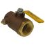 1-1/4" FNPT Bronze 2-Piece Full Port Gas Shutoff Ball Valve w/ Tee Handle & 1/8" Dual Tap