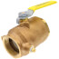2" FNPT Bronze 2-Piece Full Port Gas Shutoff Ball Valve w/ Tee Handle & 1/4" Dual Tap