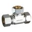 5/8" OD Comp x 5/8" OD Female Comp x 5/8" OD Female Comp Universal Tee, Lead Free (Chrome Plated)
