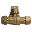 76104Q 1-1/4" x 1 x 1-1/4" CTS x CTS Straight Ball Valve Curb Stop Minneapolis Pattern Body (No-Lead Brass)