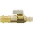 1/2" Expansion PEX x 1/2" Female Press Straight In-Line Stop w/ Drain, Lead Free (Rough Brass)