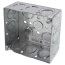 4" x 1-1/2" Deep Square Box w/ 1/2" & 3/4" Eccentric Knockouts, Welded Construction