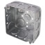 4" x 1-1/2" Deep Square Box w/ 1/2" & 3/4" Knockouts, Pre-Galvanized Steel w/ Grounding Bump