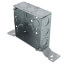 4" x 1-1/2" Deep Steel Square Box w/ 1/2" & 3/4" Eccentric Knockouts & CV Bracket