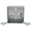 4" x 1-1/2" Deep Steel Square Box w/ 1/2" & 3/4" Eccentric Knockouts & SV Bracket