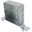 4" x 1-1/2" Deep Steel Square Box w/ 1/2" & 3/4" Eccentric Knockouts & SV Bracket