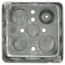 4" Square Drawn Box, 2-1/8" Deep w/ 1/2" & 3/4" Knockouts