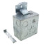4" x 2-1/8" Deep Steel Square Box w/ 1/2" & 3/4" Eccentric Knockouts & MS Bracket