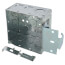 4" x 2-1/8" Deep Steel Square Box w/ 1/2" & 3/4" Eccentric Knockouts & MS Bracket