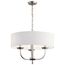 Kennewick 3 Light Chandelier w/ White Fabric (Brushed Nickel)