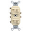 Double 3-Way Commercial Grade Duplex Combination Toggle Switch - White (120/277V)